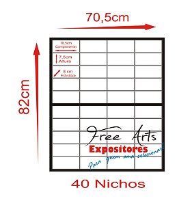 Expositor 40 Nichos Para Carrinhos Escala 1:43 Preto Porta de Acrílico - Vertical