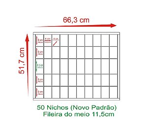 2 Expositores 50 Nichos com 1 Fileira de 11,5cm de Altura - Madeirado Claro com Porta de Acrílico
