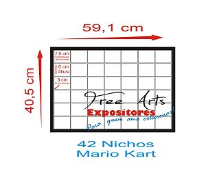 Estante Expositora 42 Nichos Para Mario Kart - Preto com Portas de Acrílico