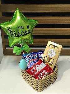 Cesta Páscoa Chocolates com Balão 11" personalizado
