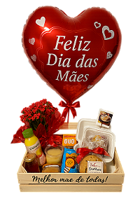 Cesta Café da Manhã com Balão Personalizado Dia das Mães