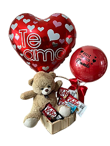 Cesta Chocolates com Urso de Pelúcia