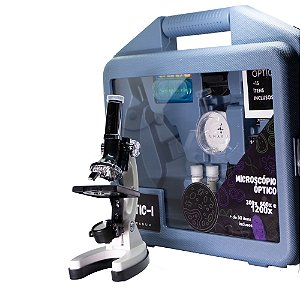 Microscópio Optic-1 Uranum Ampliações 300x 600x 1200x com Maleta de Transporte