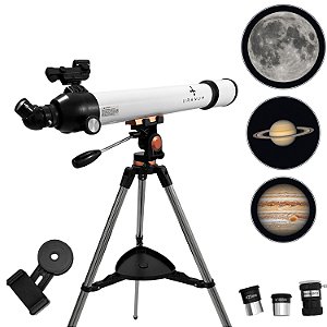 Telescópio Refrator 70/700mm Atena 2 Montagem Azimutal Fácil Simples Ver Detalhes Lua Crateras Lunares Planetas Observação Astronômica Espaço Universo Uranum