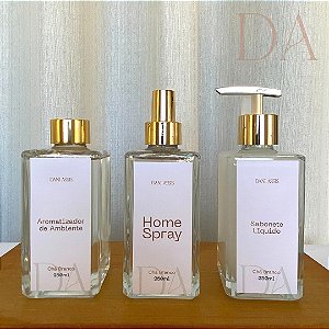 Kit Aromatizador + Home Spray + Sabonete Líquido Cha Branco 250ml