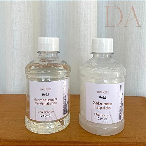 Kit Refil Aromatizador + Refil Sabonete Líquido Perolado Chá Branco 250ml