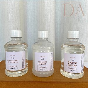 Kit Refis Aromatizador + Sabonete líquido + Home Spray Chá Branco 250ml