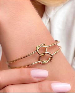 Bracelete Dois No /2 Nó Liso Ajustavel - Semijoia Pulseira - banhada a Ouro 18K