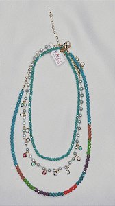 Colar/ Chocker Pedras em Degradê Cores- Banhado em ouro 18K