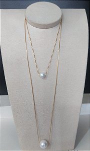 Colar Pérola Única - Semijoia Banhada Ouro 18 K