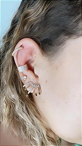 Brinco Mini Earcuff Cristal - Brilho com Atitude no Seu Estilo - Semijoia Banhada a Ouro 18K