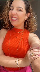 Colar Longo Ponto de Luz (zirconias) 6mm  Inspiração Tiffany 70cm - Semijoia Banho Ouro 18K
