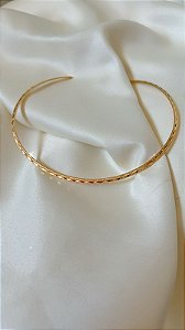 Colar Aro Chocker Trabalhado Fino 3mm - Semijoia Banhada Ouro 18 K