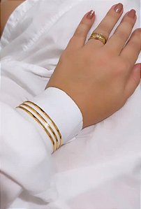 Bracelete Três linhas fino Dourado Grande Fino - Semijoia Banhada ouro 18K