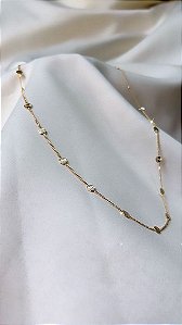 Colar Chocker Bolinhas de Plaquinhas Trabalhadas  - Semijoia Banhada Ouro 18 K
