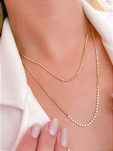 Colar de Bolinhas Achatadas - Semijoia Banhada Ouro 18 K