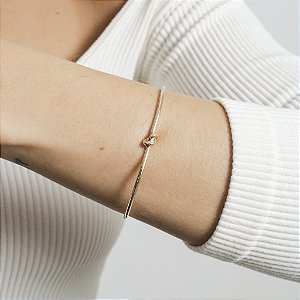 Bracelete Nó Fino Liso Ajustável - Semijoia Pulseira - banhada a Ouro 18K