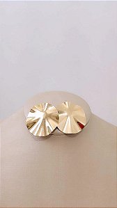 Brinco Circular Frontal Liso Franzido- Banhado a Ouro 18K - Semijoia