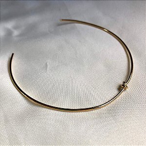 Aro/ Chocker /Gargantilha/Colar Nó Fino Liso - Semijoia Banhada Ouro 18 K
