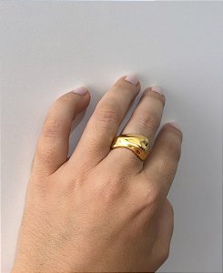Anel Rocha Orgânica - Semijoia Banhado a Ouro 18k