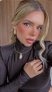 Brinco Gota Grande Lisa - Semijoia Banho Ouro 18K