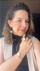 Bracelete Esfera Harmony Off White, Verde ou Marrom -Elegância Minimalista -Semijoia Banhado a Ouro 18k