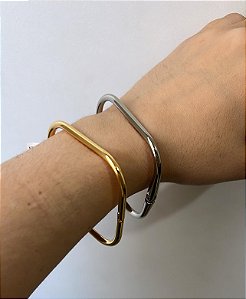 Bracelete Quadrado Fino Liso Minimalista Geométrico - Semijoia Banhada a Ouro 18K ou Rodio