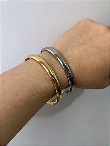 Bracelete Liso Basico - Estilo Atemporal - Semijoia Banhada a Ouro 18K  ou Ródio