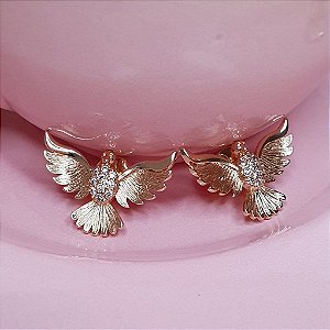 Brinco Espirito Santo com Zircônia - Semijoia ouro18k