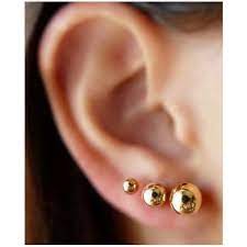 Brinco Trio de Bolinhas - Kit -  Semijoia de Luxo  Banhada a Ouro 18k