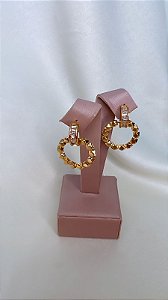 Brinco Argola Frontal Trabalhada  Meia Lua Navet - Banhado a Ouro 18K - Semijoia