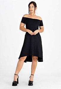 Vestido Feminino Midi Ombro a Ombro Godê