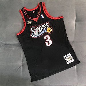 Camisa de Basquete Philadelphia 76ers 2001 Finals Preta Brilhante- 3 Allen Iverson