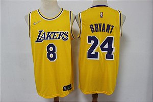Camisa de Basquete Los Angeles Lakers 2021/22 Aniversário 75 anos - Kobe Bryant 8 frontal e 24 costas