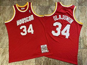 Camisa de Basquete Houston Rockets Hardwood Classics M&N - Olajuwon 34