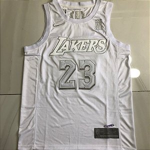 Camisa de Basquete Los Angeles Lakers Especial MVP All White Bordado Denso- Lebron James 23