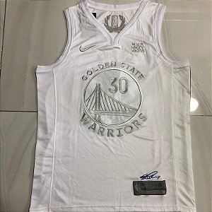Camisa de Basquete Golden State Warriors MVP All White Bordado Denso - 30 Stephen Curry