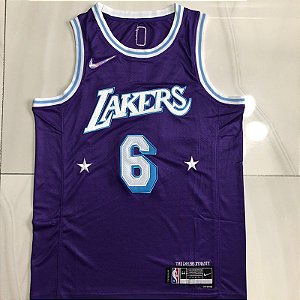 Camisa de Basquete  Los Angeles Lakers 2022 City Edition Versão Bordado Denso - 6 Lebron James
