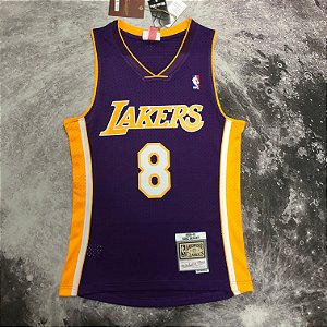 Camisa de Basquete Los Angeles Lakers 2000-01 Hardwood Classics M&N (Prensado a Quente) - 8 Kobe Bryant