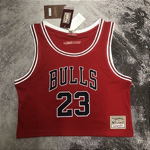 Camisa de Basquete Chicago Bulls Cropped para Mulheres Hardwood Classics M&N (Prensado a Quente) - 23 Michael Jordan