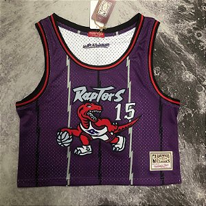 Camisa de Basquete Toronto Raptors Cropped para Mulheres Hardwood Classics M&N (Prensado a Quente) - 15 Vince Carter
