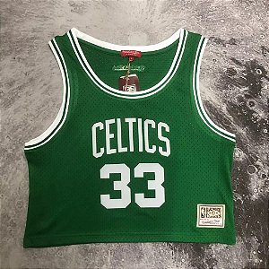 Camisa de Basquete Boston Celtics Cropped para Mulheres Hardwood Classics M&N (Prensado a Quente) - 33 Larry Bird