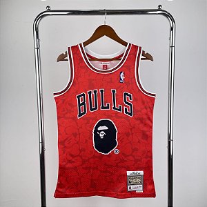 Camisa de Basquete Especial BAPE x Chicago Bulls x M&N Hardwood Classics (prensado a quente)