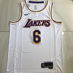 Camisa de Basquete Lakers 2022 Versão Bordado Denso - 6 Lebron James