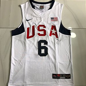Camisa de Basquete USA Dream Team Olimpíadas de 2012, Bordado Denso - Lebron James 6