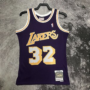 Camisa de Basquete Los Angeles Lakers 1984/85 Hardwood Classics M&N (Prensado a Quente) - 32 Magic Johnson