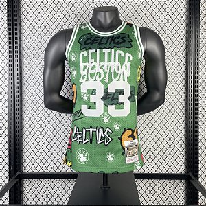 Camisa de Basquete Boston Celtics Especial Grafiti 1984/85 Hardwood Classics M&N (Prensado a Quente) - 33 Larry Bird