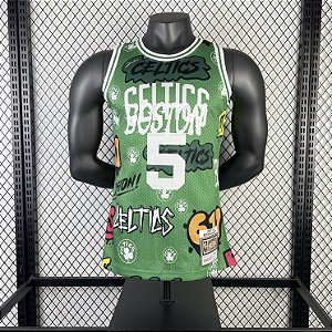 Camisa de Basquete Boston Celtics Especial Grafiti 2007/08 Hardwood Classics M&N (Prensado a Quente) - 5 Kevin Garnett