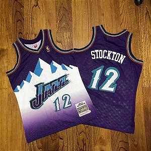 Camisas de Basquete Utah Jazz Hardwood Classics M&N - 32 Karl Malone, 12 John Stockton