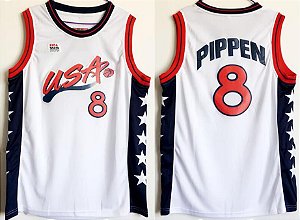 Camisas Dream Team Olimpíadas 1996 - 15 Hakeem Olajuwon, 10 Reggie Miller, 8 Scottie Pippen, 6 Hardaway